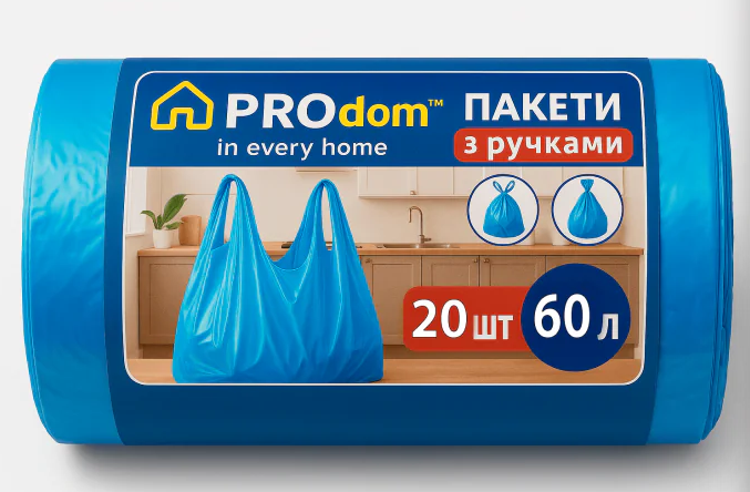 Пакети для сміття 60*20 з ручками ТМ PROdom